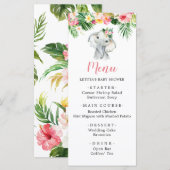 Tropisch Olifant Meisje Baby Shower Menukaart (Voorkant / Achterkant)