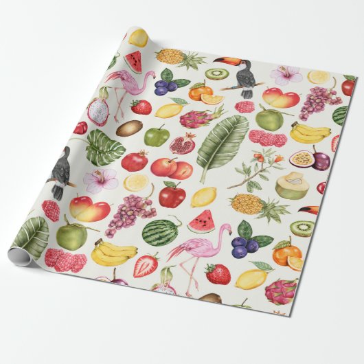 Tropisch omslagpapier cadeaupapier (Uitgerold)
