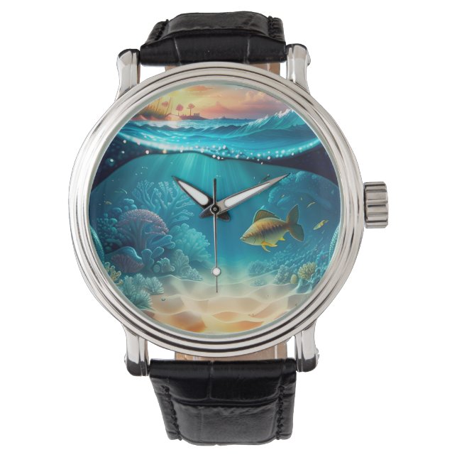 Tropisch onderwaterlandschap horloge (Voorkant)