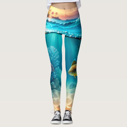 Tropisch onderwaterlandschap leggings (Voorkant)