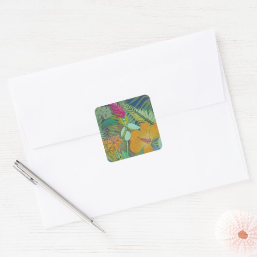 Tropisch onderzoek II Vierkante Sticker (Envelop)