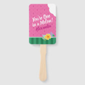 Tropisch "One in A Melon" roze en groene watermelo Handwaaier (Voorkant)