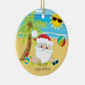 Tropisch onthutsende Kerstmis in Santa Hawaiian Keramisch Ornament (Rechts)