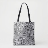 Tropisch ontsnappingspatroon voor zwarte en witte  tote bag (Voorkant)