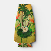 Tropisch ontwerp met bloemen en palmbomen flesjeskoeler (Voorkant)
