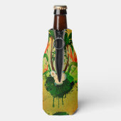 Tropisch ontwerp met bloemen en palmbomen flesjeskoeler (Fles Achterkant)