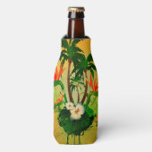 Tropisch ontwerp met bloemen en palmbomen flesjeskoeler (Fles Voorkant)