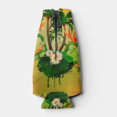 Tropisch ontwerp met bloemen en palmbomen flesjeskoeler (Achterkant)