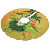 Tropisch ontwerp met bloemen en palmbomen imitatie linnen kerstboom kleed (Gekanteld)