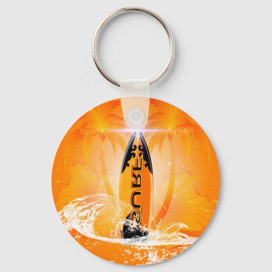 Tropisch ontwerp, surfbord met handpalm sleutelhanger (Voorkant)