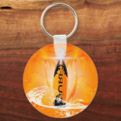 Tropisch ontwerp, surfbord met handpalm sleutelhanger (Voorkant)