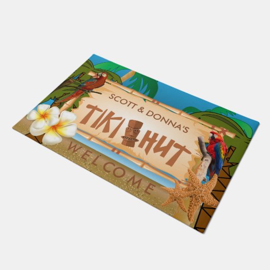 Tropisch ontwerp van Tiki Hut Deurmat (Schuin)