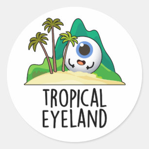 Tropisch Oog-land Grappig Eiland Pun Ronde Sticker
