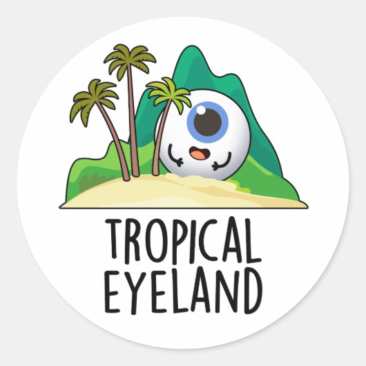 Tropisch Oog-land Grappig Eiland Pun Ronde Sticker (Voorkant)