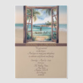 Tropisch Open Raam Oceaan Strand Vellum Uitnodigingen (Voorkant)
