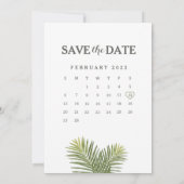 Tropisch opslaan Datum kalender Fern Monstera Leaf Save The Date (Achterkant)