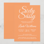 Tropisch Oranje 60 en Sassy 60ste Verjaardagsfeest Kaart (Voorkant / Achterkant)