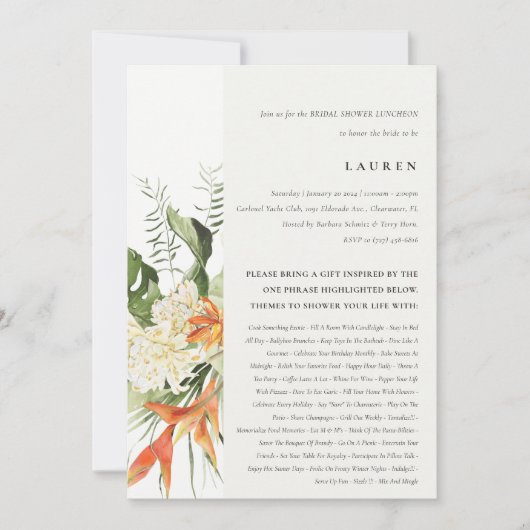 Tropisch Oranje blad botanisch Vrijgezellenfeest Kaart (Voorkant)