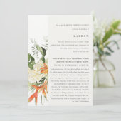 Tropisch Oranje blad botanisch Vrijgezellenfeest Kaart (Staand voorkant)