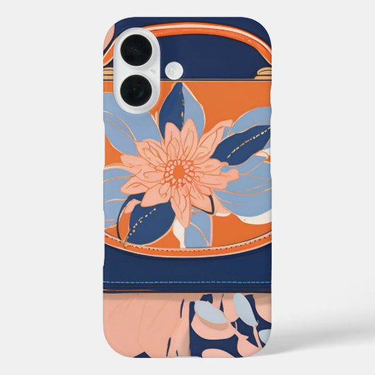 Tropisch Oranje Blauwe AI-kunst Case-Mate iPhone Case (Achterkant)