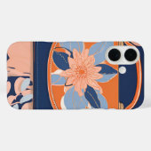 Tropisch Oranje Blauwe AI-kunst Case-Mate iPhone Case (Achterkant (horizontaal))