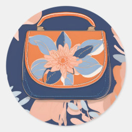 Tropisch Oranje Blauwe AI-kunst Ronde Sticker
