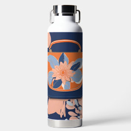 Tropisch Oranje Blauwe AI-kunst Waterfles