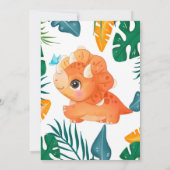 Tropisch Oranje Dinosaur Baby shower Kaart (Achterkant)