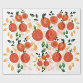 Tropisch Oranje en bladpatroon Cadeaupapier (Vlak)