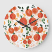 Tropisch Oranje en bladpatroon Grote Klok (Voorkant)
