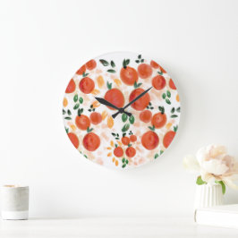 Tropisch Oranje en bladpatroon Grote Klok