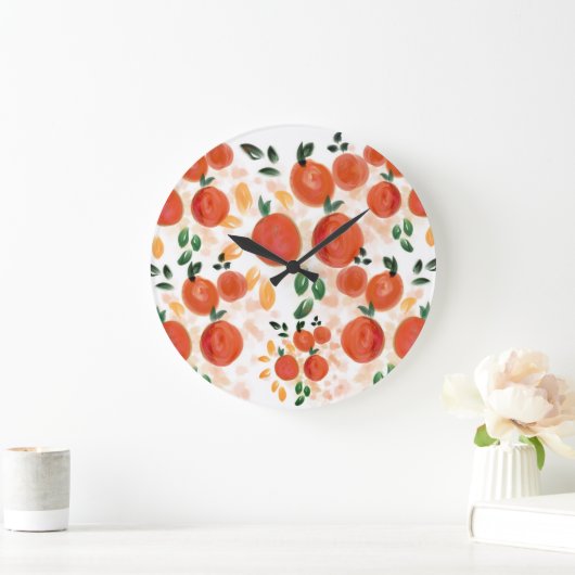 Tropisch Oranje en bladpatroon Grote Klok (Huis)