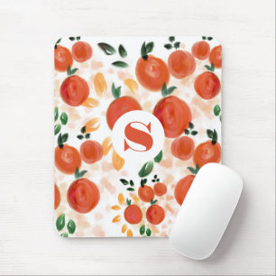 Tropisch Oranje en bladpatroon, monogrammen Muismat