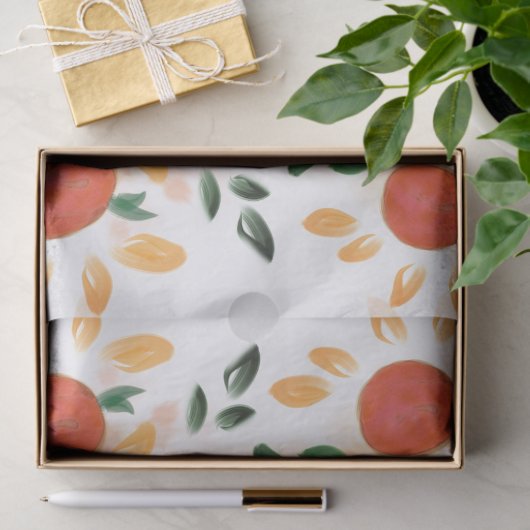 Tropisch Oranje en bladpatroon Tissuepapier (Geschenk)