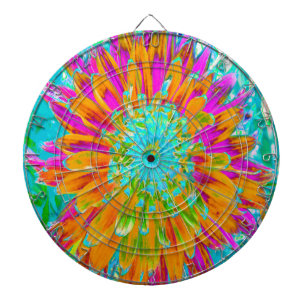 Tropisch Oranje en warm roze decoratieve Dahlia Dartbord