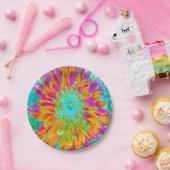 Tropisch Oranje en warm roze decoratieve Dahlia Papieren Bordje (Feest)