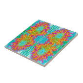 Tropisch Oranje en warm roze decoratieve Dahlia Tegeltje (Zijkant)