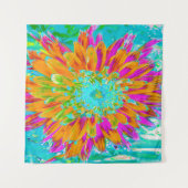 Tropisch Oranje en warm roze decoratieve Dahlia Wandkleed (Voorkant (horizontaal))