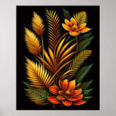 Tropisch Oranje Floral Artwork Poster (Voorkant)