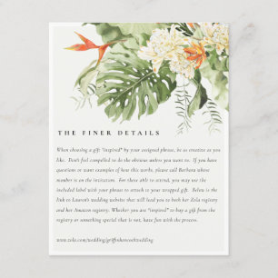 Tropisch Oranje groen botanisch huwelijk — details Informatiekaartje