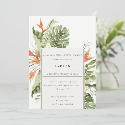 Tropisch Oranje Groen Botanisch Vrijgezellenfeest Kaart (Staand voorkant)