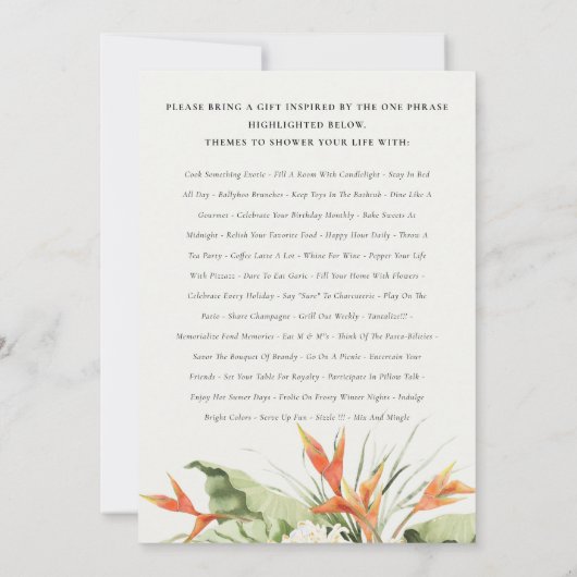 Tropisch Oranje Groen Botanisch Vrijgezellenfeest Kaart (Achterkant)