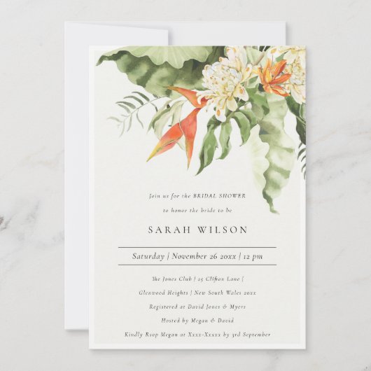 Tropisch Oranje Groen Botanisch Vrijgezellenfeest Kaart (Voorkant)