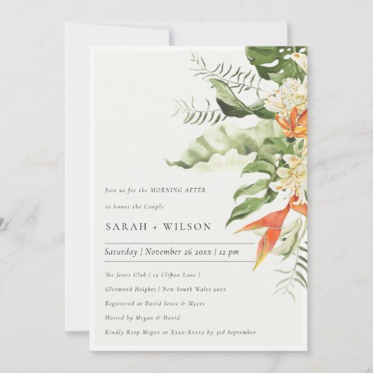 Tropisch Oranje groen leder Botanische ochtend na Kaart (Voorkant)