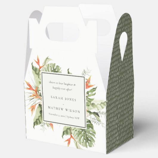 Tropisch Oranje groene blad botanische bruiloft Me Bedankdoosjes (Geopend)