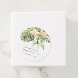 Tropisch Oranje Groene Laffy Botanical Wedding Bedankjes Labels