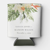 Tropisch Oranje Groene Laffy Botanical Wedding Blikjeskoeler (Voorkant)