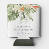 Tropisch Oranje Groene Laffy Botanical Wedding Blikjeskoeler (Achterkant)