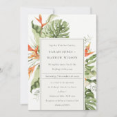 Tropisch Oranje Groene Laffy Botanical Wedding Kaart (Voorkant)