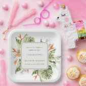 Tropisch Oranje Groene Laffy Botanical Wedding Papieren Bordje (Feest)